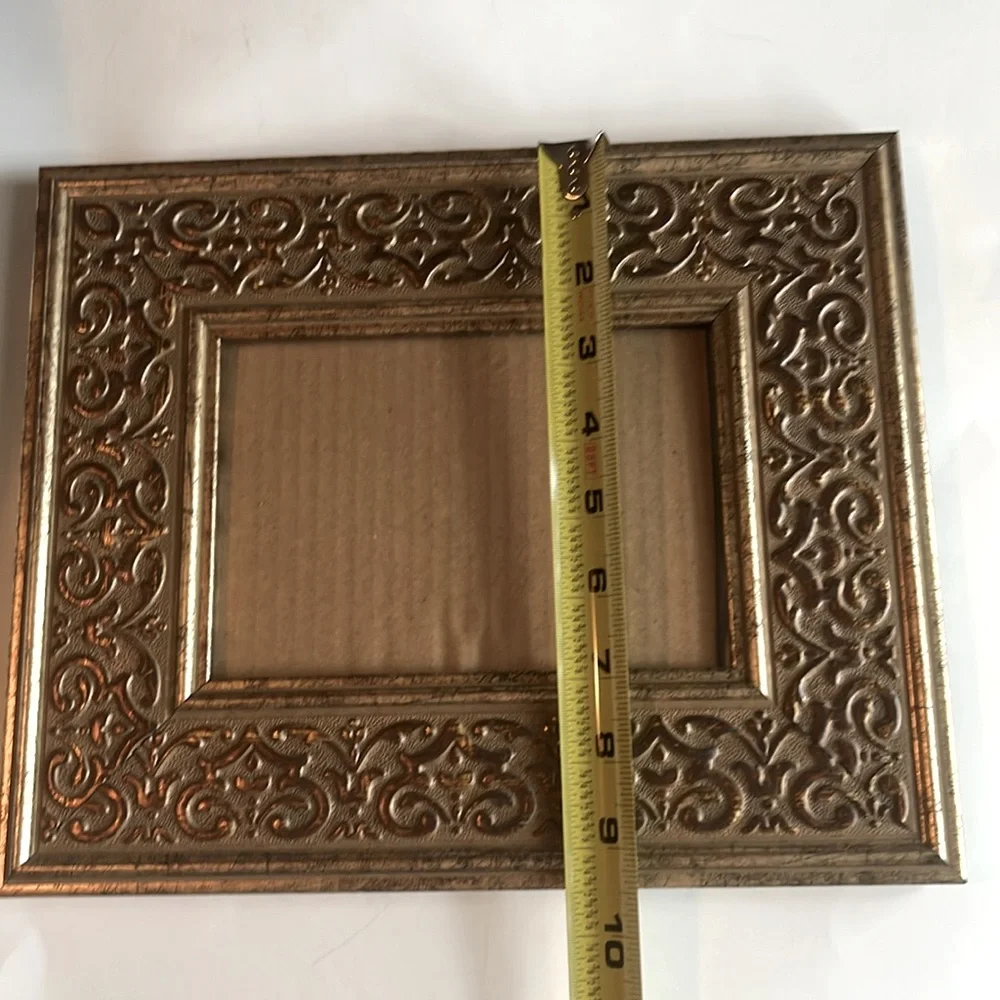 Embossed Frame Wide Border Gold Tone